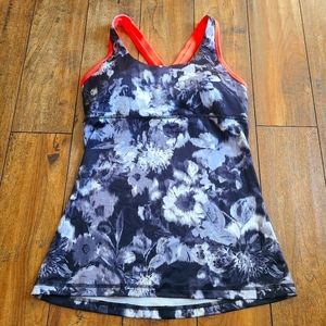 Athletic Tank with Flowers Black, White, and Pink